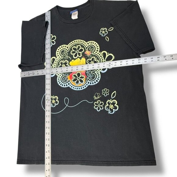 VTG 90s Disney Winnie The Pooh T-Shirt Sz XL Black Flower Butterfly Graphic Tee - Picture 6 of 11